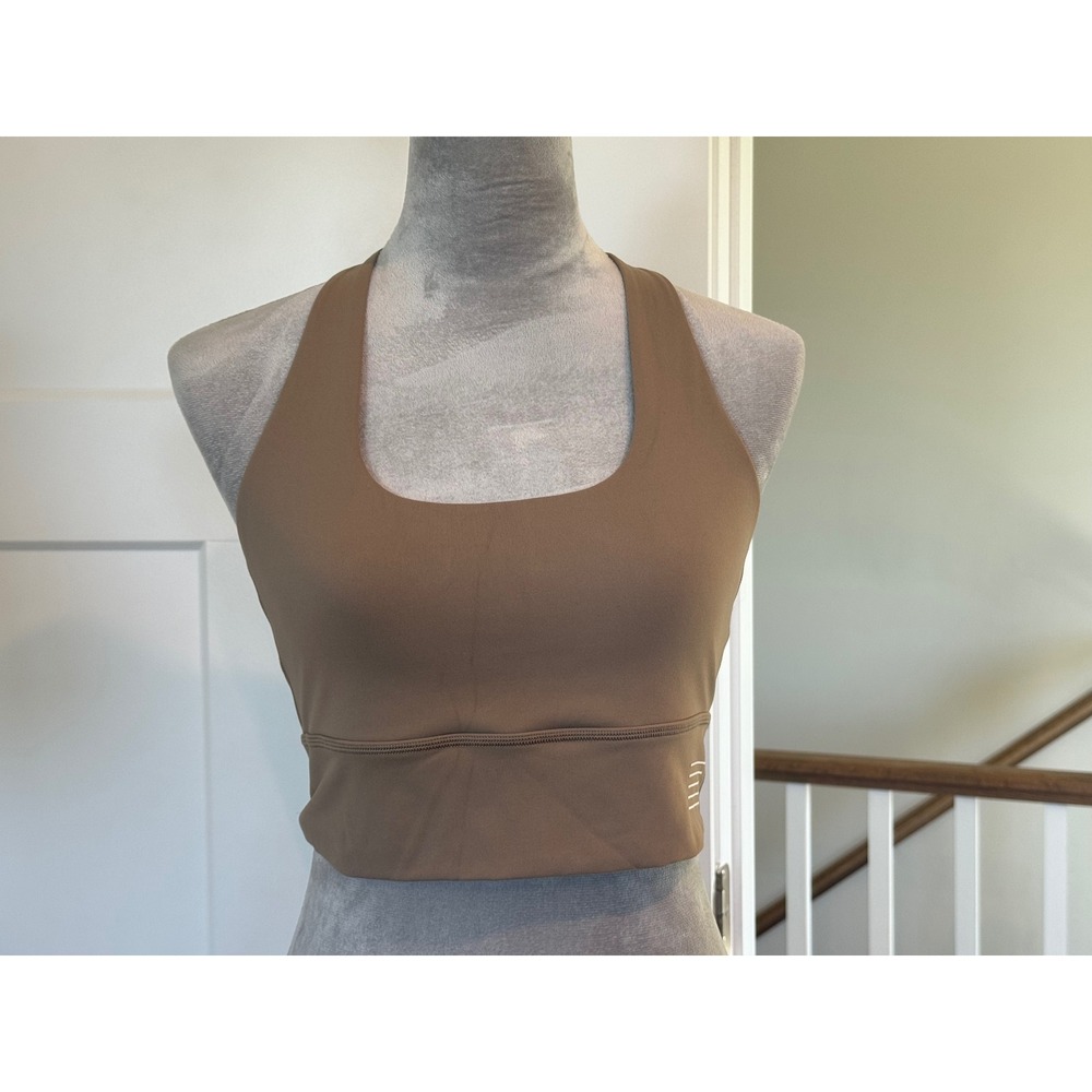 Kosha Fit Womens Longline Sports Bra Mocha Brown Strappy Back Size L